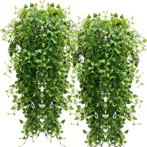 Artificial Hanging  4 count 33-in  Hanging  Faux Ivy Vine Leaves UV Resistant Plastic Wall Greenery  for Indoor Outdoor Home Garden Wedding Jungle Party Patio Office Shelf Decor