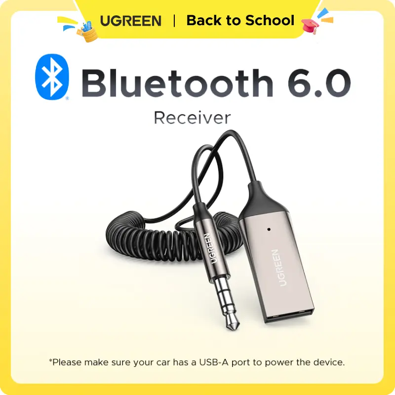 UGREEN Aux to Bluetooth 6.0 Adapter Wireless Receiver for Car Hands-Free with Built-in Microphone AUX 3.5mm Stereo Audio - Dealsforyourdays Auxiliary Cord Grey, n Microphone AUX 3.5mm Stereo Audio Auxiliary Cord Grey, Summer Sale tiktokshopbacktoschool