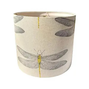 Willa / Cream Linen Dragonfly Bespoke Drum Lampshade