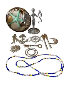 Olokun Tools and Carga for OLOKUM Lukumi-Santeria-ifa Decor Ornaments - Aluminium Tools & Shells for Various Purposes