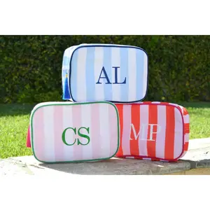 Custom Monogram Striped Makeup Bag – Preppy Bridesmaid Gift & Bachelorette Favor