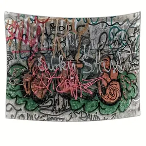 Graffiti Art Print Tapestry, Urban Street Style Lightweight Wall Hanging, Decor Accessories for Living Room Bedroom, Cool Stuff for Room with Multiple Sizes, Light Peach Home Decor Household Item