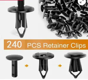 240Pcs 8mm Bumper Retainer Clips Auto Car Plastic Push Rivets Fastener Fender