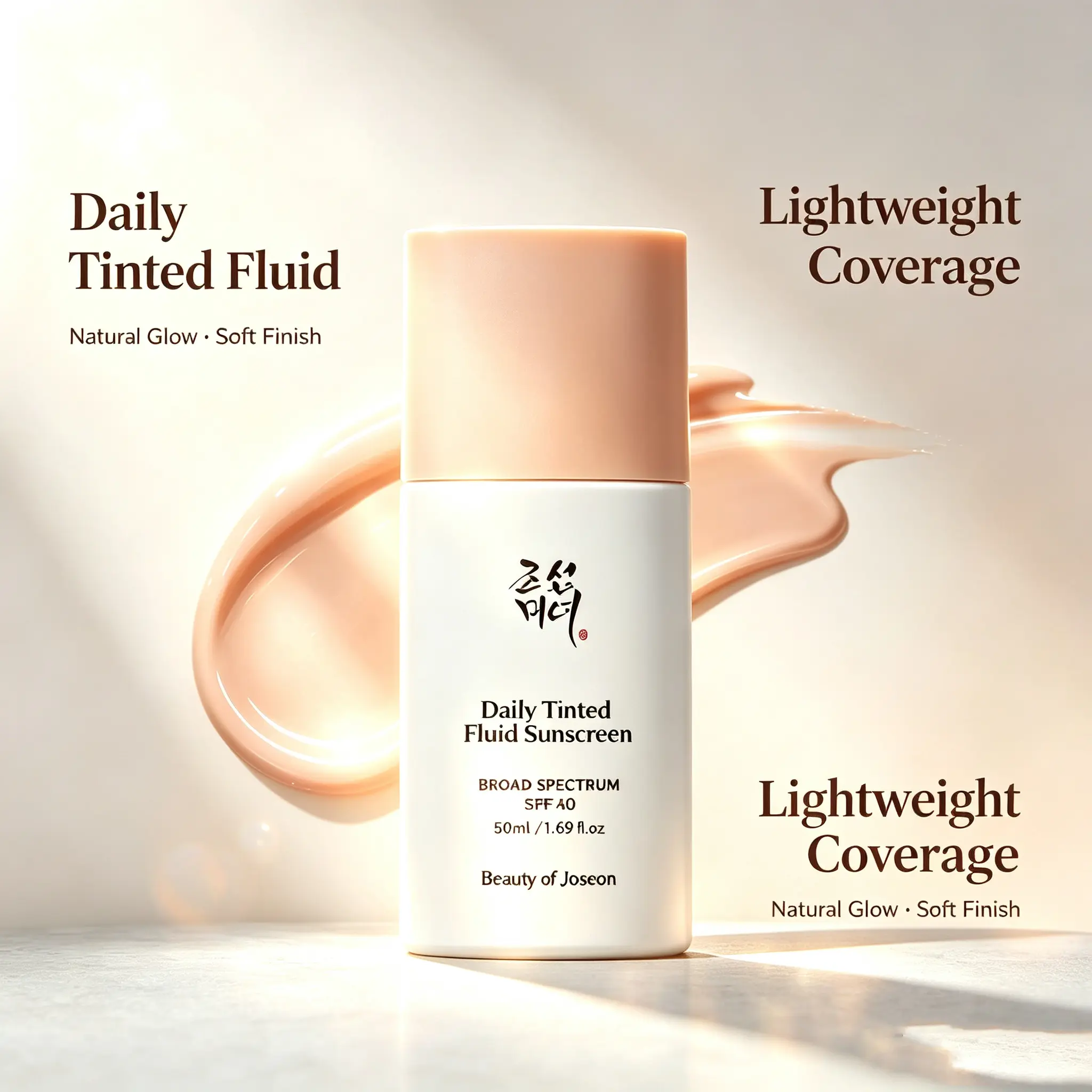 [Beauty of Joseon] Daily Tinted Facial Fluid Sunscreen, 50mL | OTC Certified, SPF Broad-Spectrum Protection, Mineral-Based, Makeup-Ready