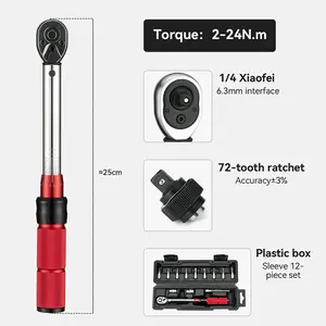 ROCKBROS 1/4 Torque 2–24Nm Micrometer Click Torque Wrench, 72-Tooth Gear Professional Precision ±3%High Accuracy