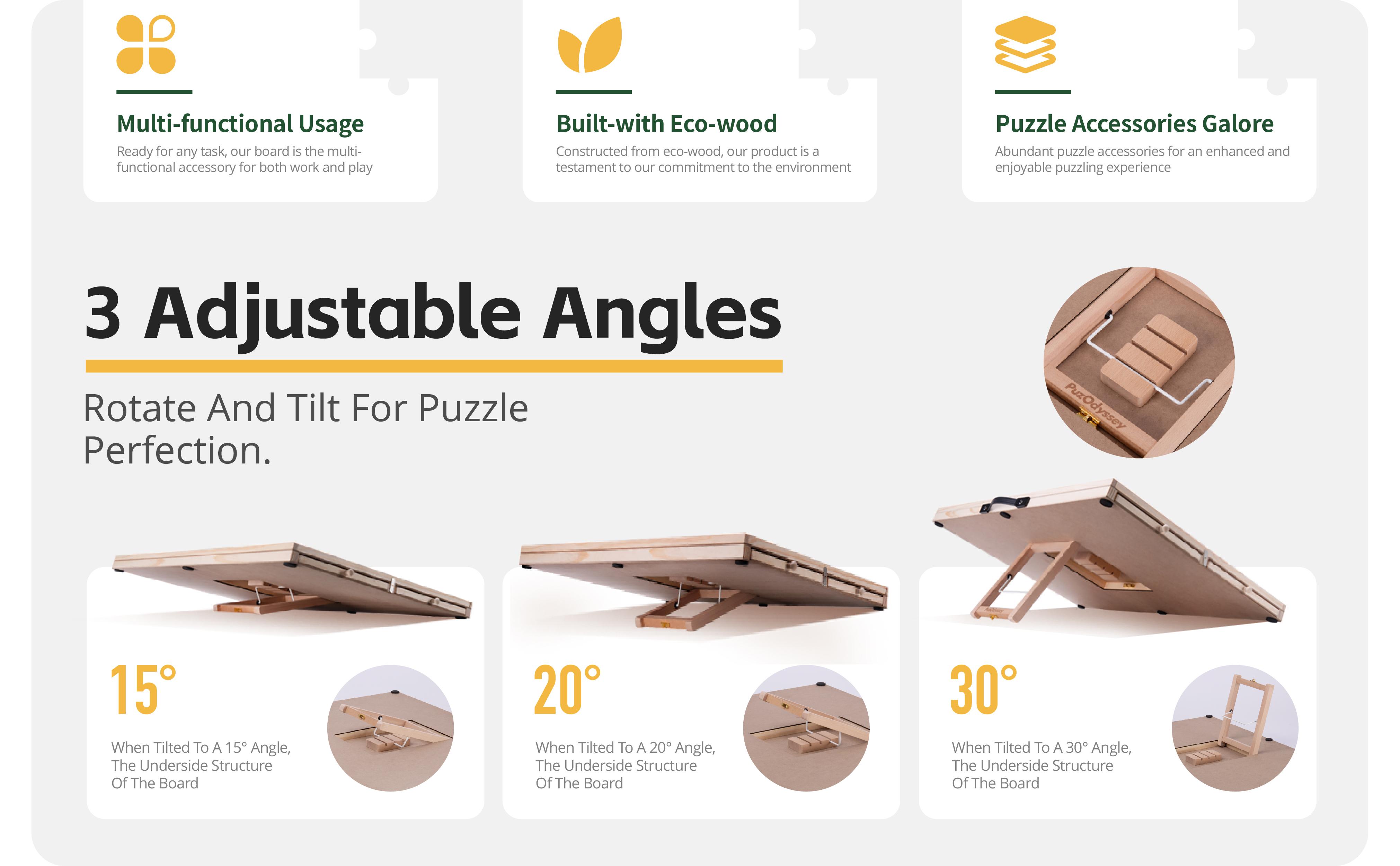 1500 Pieces Rotating & Tilting 2-in-1 Puzzle Board 26" x 35" with 4 Drawers 1 White Puzzle Mat 1 Lazy Susan , Wooden Portable Storage Jigsaw Puzzle Table with Handle Ideal Gift，Spinning Tilting Portable Jigsaw Puzzle Table for Adults Professional Puzzle