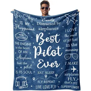 Pilot Gifts for Men, Birthday/Aviation/Airplane Gifts for Pilots/Dad/Husband/Uncle, Airplane Blankets, Slogan Print Blanket