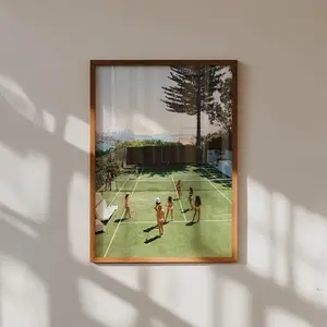 Vintage Tennis Court Paper Poster - Artistic Style Art Paper Prints, Multi-Size Vivid Printable Wall Decor for Summer Home Room