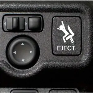 2pcs Car Stickers, Blank Button Stickers, Ejecting Passenger Button Stickers, Funny Ejecting Passenger Car Stickers, Suitable For Any Vehicle, White Stickers, Perfect Gift For Car Enthusiasts
