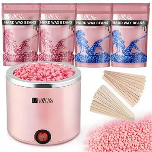 Viilife Wax Heater Depilatory Kit, Portable Wax Heater, Includes 4 Packs of Wax Beans and Sticks, Full Body Hair Removal Set for Beginners