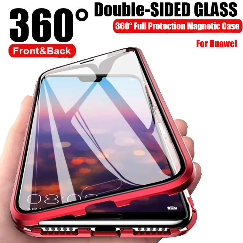 Metal Magnetic Case For Huawei P30 P40 Pro Mate 40 30 Pro Lite For Honor 60 50 Pro X50 X40 Double-Sided Glass Protection Cover