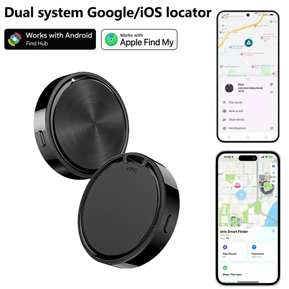 Smart Dual System Google Android iOS GPS Tracker, Precision Item Locator for Seniors Kids Pets Keys Wallets, Anti-Loss Device