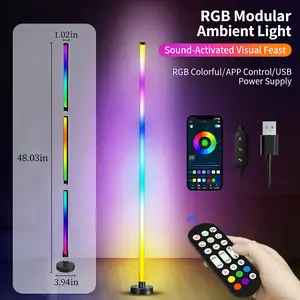 RGB Smart LED Floor Lamp Music Sync App Remote Control 16M Colors Ambient Light for Living Room Bedroom Gaming Room Decor