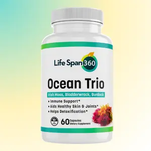 Ocean Trio by LifeSpan360 — Seaweed-Powered Wellness for Longevity! Irish Moss, Bladderwrack & Burdock Root for Gut, Immune, Skin & Joint Support | USDA Organic | Vegan | Non-GMO