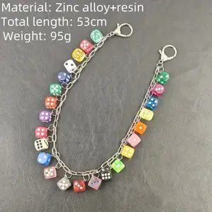 2026 Lucky Colorful Dice Pants Chain Fashionable Unisex Single Waist Luxury Accessory Hip-Hop Keychain, Easy And Versatile