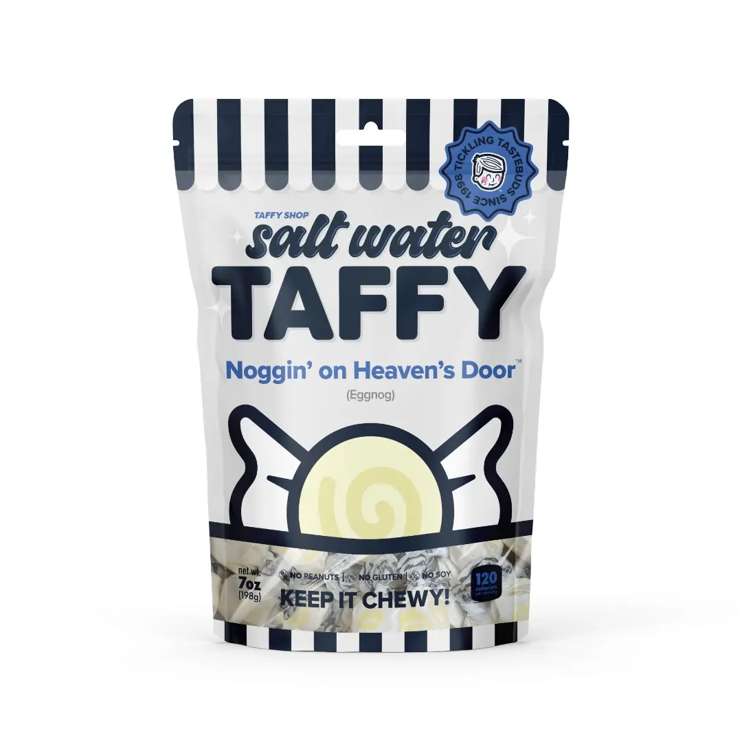 Taffy Shop, Noggin' On Heaven's Door Salt Water Taffy - Eggnog Soft, Sweet & Chewy Candy
