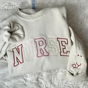 Embroidered Nurse Athletic Block Sweatshirt – Gemma Crewneck for New Nurse Grad, Perfect Gift for Nursing School