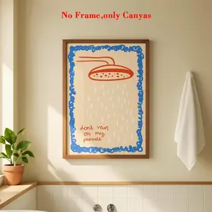 Vintage Wall Art Print, Shower Curtain Canvas Painting, Bathroom Decor, Aesthetic Design Gift for Friends, Housewarming Present