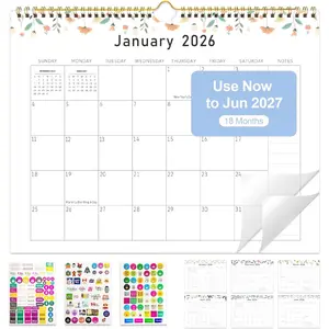 2026 Wall Calendar, 18-Month Calendar 2026-2027, Use from Jan 2026 to Jun 2027, Large Wall Calendar 2026, 14" x 11", Wall Planner for Your Family, School or Office (3 Stickers Included)