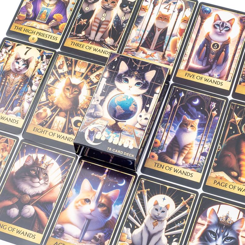 Cat Tarot 78 Card Deck English Version Board Game Christmas Gift  Divination Tools for Fun Fortune Telling 10.3x6.1cm