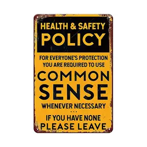 Vintage Metal Sign, Health & Safety Policy Sign, Common Sense Wall Art Decor, Wall Decor for Home Living Room Bedroom Office, Home Decor Products, Vintage Plaque Decor