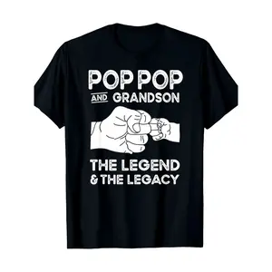 Men's Pop Pop & Grandson Legacy Matching T-Shirt - 100% Cotton, Casual Menswear, Round Neck, Short Sleeve, Streetwear