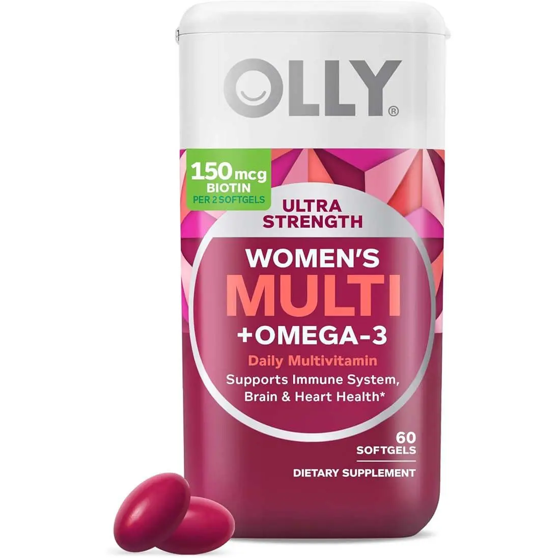 Women's OLLY Ultra Strength Multi Softgels - Sugar-Free Dietary Supplement with Vitamin, Biotin, Zinc for Overall Health, Immune Support