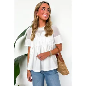 Luxe Petal Mesh Applique Flowy Top