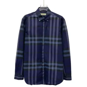 RDLT - Burberry Dark Blue Classic Check Cotton Button-Front Shirt Size S