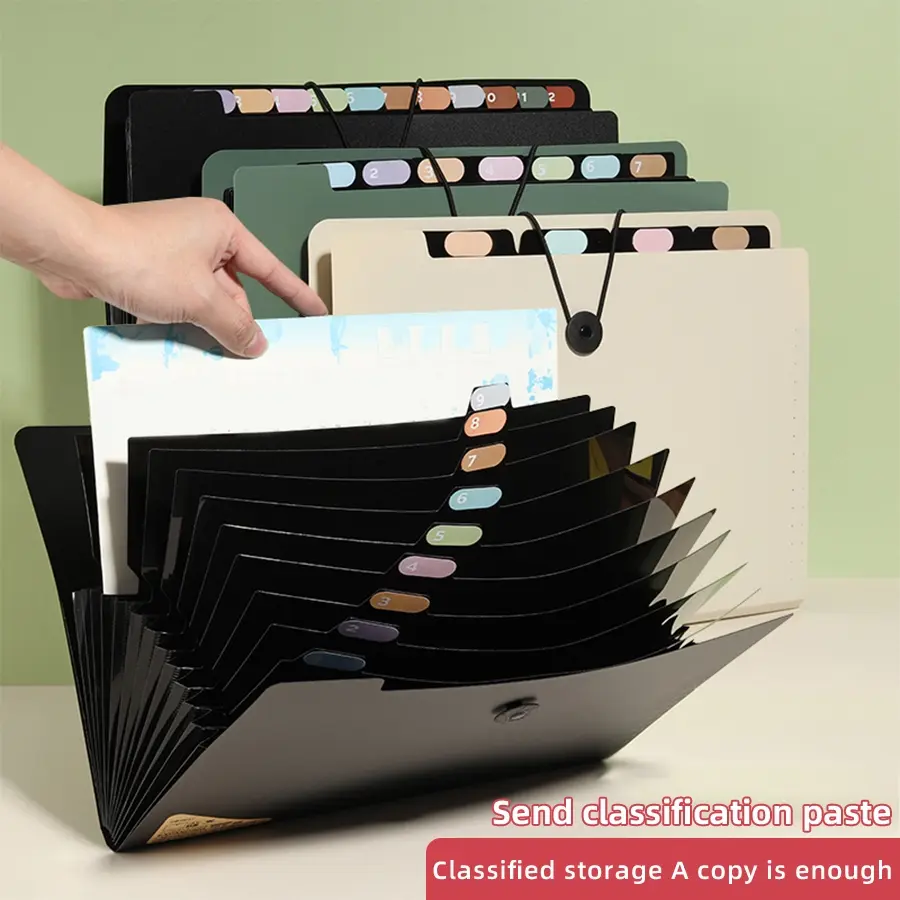 A4 File Folder Storage Bag 5/8/13 Layers Desktop Organizer for Test Papers School Stationery Office Supplies, Work Organizer Office Desk Accessories