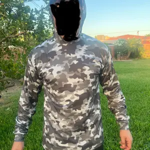 Hoodie long sleeve work T-shirt 100% polyester material fits to size for UV protection.