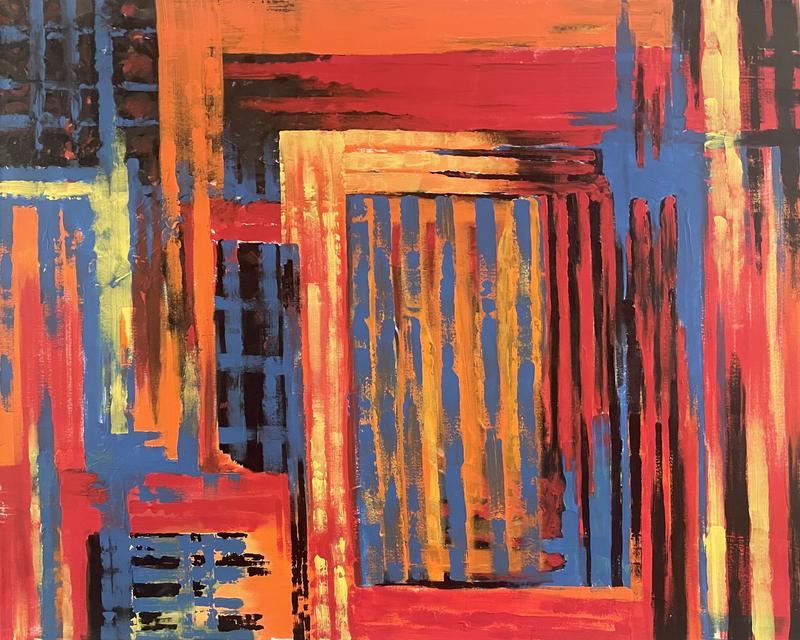 untitled acrylic painting painted on canvas