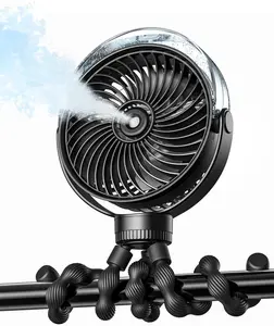 SWEETFULL Portable Baby Stroller Misting Cooling Fan, Compact 4-Speed Quiet Rechargeable 3000mAh Fan with 360° Tripod, Ideal for Car Seats, Parks