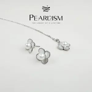 【Live】PEARLISM Dainty Everyday Freshwater AK Pearl Set | 6mm Clover Design Silver Hypoallergenic-AFAS007