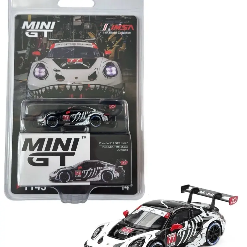 Mini GT 1:64 Porsche 911 GT3 R #77 AO Racing 2025 IMSA Petit Le Mans Rexy