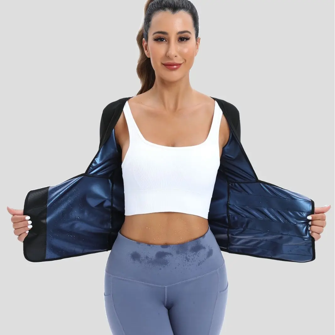 Buy 1 Get 1 - Women's Plain Velcro Waistband Sports Sauna Te, Sim-fitting Solid Color Short Sleeve Tummy Control SweatBody Shaper, Gym Tops, Compression Shirt, FitnessRunning Workout Gym Yoga Hiking