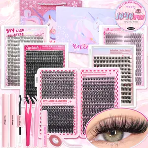 1676PCS Lash Cluster Extensions Gift Set Mixed304005080 Natural Ful Set+100D Extra Volume Soft & Lightweight With Glue, Tweezers & Remover & Lash Tape Easy DlY Salon Look at Home Long-Lasting Glam Effec Wispy Lashes Kit