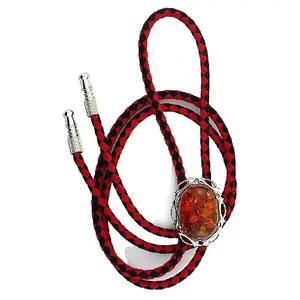 Oval Faux 25x18 Amber Cab Cabochon Gemstone Bola Bolo Tie Cord Tip EPBT84N/32924