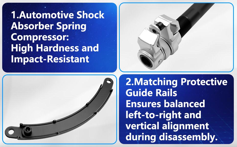 3-Piece Heavy-Duty Suspension Coil Spring Compressor Hand Tool Kit; Shock Absorber Spring Removal Tool for Cars; 3-Piece Heavy-Duty MacPherson Frame Assembly with Safety Bracket; Suitable for Cars, Trucks, ATVs, UTVs; Load Capacity 2200 lbs 3-Piece Heavy-Duty Suspension Coil Spring Compressor Hand Tool Kit; Shock Absorber Spring Removal Tool for Cars; 3-Piece Heavy-Duty MacPherson Frame Assembly with Safety Bracket; Suitable for Cars, Trucks, ATVs, UTVs; Load Capacity 2200 lbs