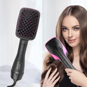 2 in 1 Hair Dryer Brush & Straightener Brush, Air Hair Dryer Brush , Hair Dryer and Styler, Negative Ion Blow Dryer Brush, Hot Air Brush Detangles, Dries, Smooths, Reduce Frizz & Static