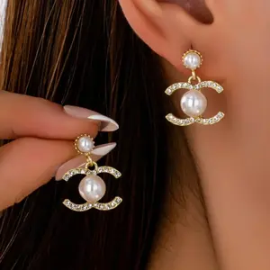 Women's Elegant Faux Pearl Decorated Dangle Earrings, Fashion Vintage Earrings for Daily Wear, Jewelry Gift