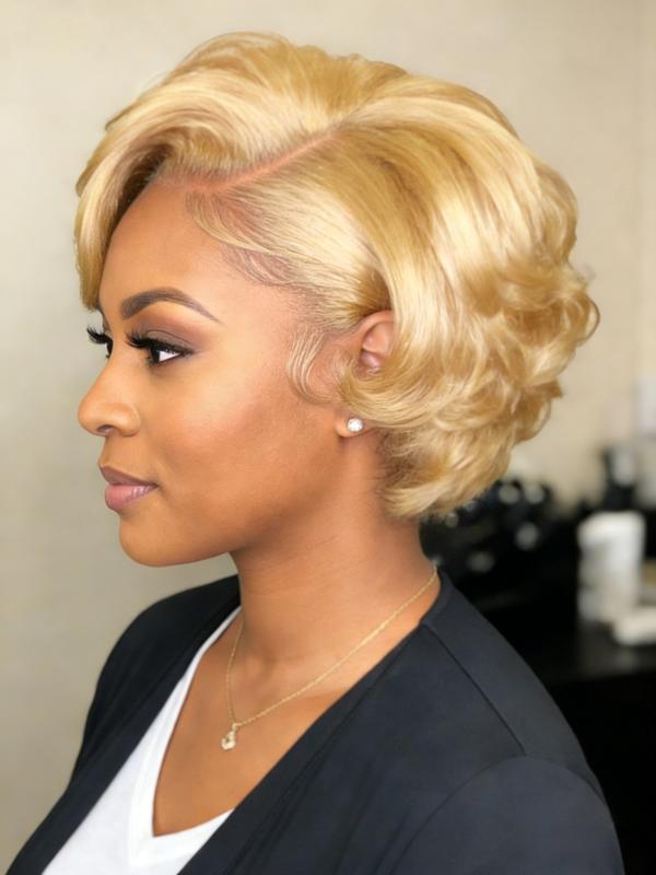 13x4 Lace Front Wigs Human Hair Pixie Cut Wig, Pre Plucked 8 Inch Short Body Wave Bob for Women, Glueless Curly Wig, Curly Short Wigs for Stylish Looks