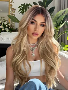 Women's Long Curly Wig, Synthetic Hair, Natural Comfortable Style for Beach Vacation & Party Wear, All Seasons Use, Blonde Colored Wig