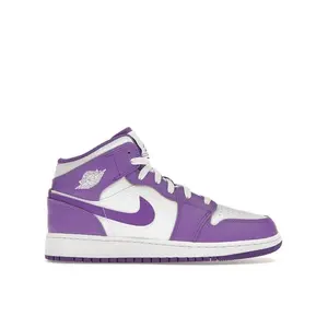 Jordan Kid's 1 Mid Purple Venom Basketball Shoes, from StockX