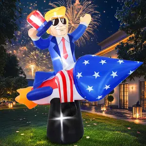 6FT Inflatable Hanging Decoration with President Ride on Rocket for Patriotic Holiday Home, Garden, Yard & Lawn Decor - Multicolor Polyester - Gift