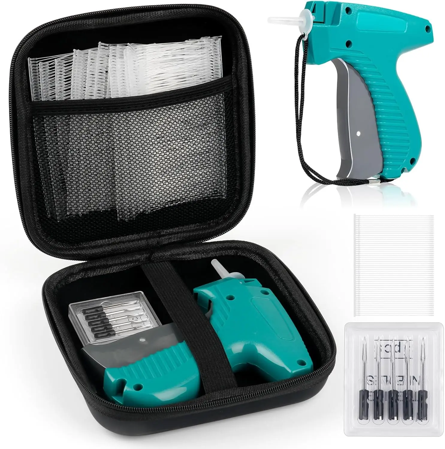 Price Tag Gun for Clothes, Retail Clothing Attacher Tagging Gun, Green | No Stitch Gun, 1000 Pcs Fasteners, Eva Bag for Easy Storage, Ergonomic Design, Not Easily Stuck, Garment Retailers Yard Sale