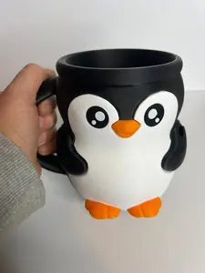 Cute Penguin Pint Ice Cream Holder with Handle – 3D Printed Ice Cream Pint Cup | Reusable Dessert Holder