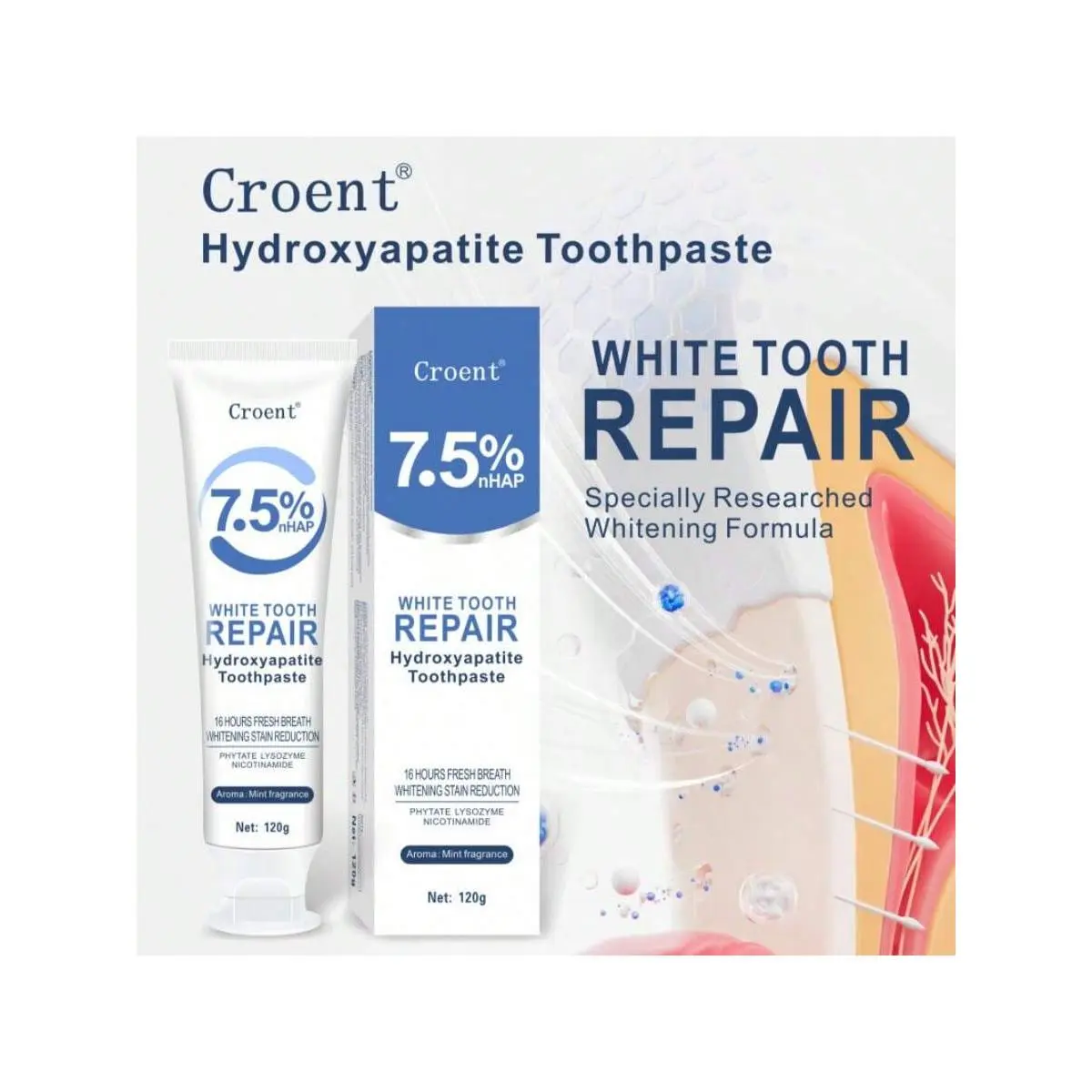 C Fluoride-Free Hydroxyapatite ToothpasteEnamel Repair & Fresh Breath |Gentle MintFlavor | 4.23 Oz Oral Care #Springtok