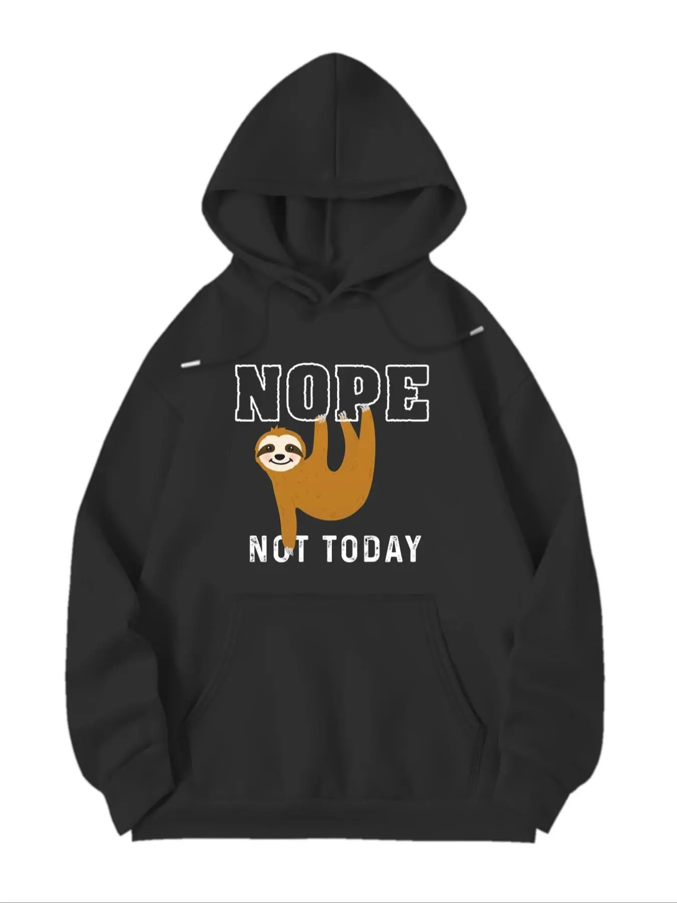 Women's Sloth & Letter Print Drop Shoulder Hoodie, Fashion Casual Drawstring Pocket Hooded Sweatshirt for Daily Holiday Outdoor Wear, Women Clothing for Fall & Winter