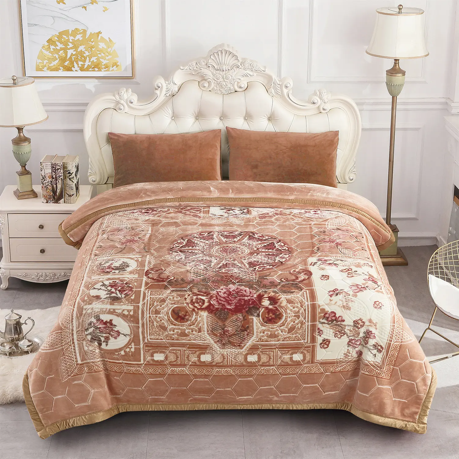 2-Ply Thick & Soft Reversible Printed Plush Blanket - Fabric Soft, Fluffy, Comfy Vibes, Cozy Style, Skin-Friendly, Easy Care, Fade-Resistant Throw Ideal for Fall, Winter